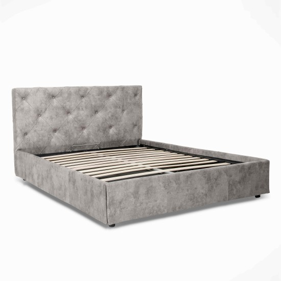 Pat tapitat QUADRO PLUS NEW cu somiera rabatabila si spatiu de depozitare